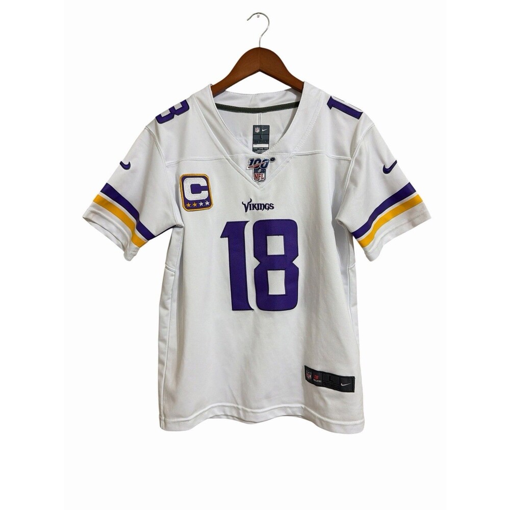 Justin Jefferson Minnesota Vikings Nike Football Game Jersey White Youth Size L